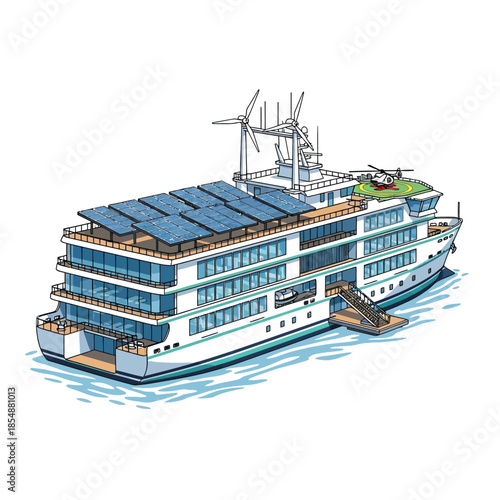 Eco Friendly Wind Powered Cargo Ship Illustration