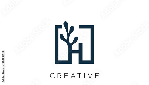 letter H with Botanical nature logo design