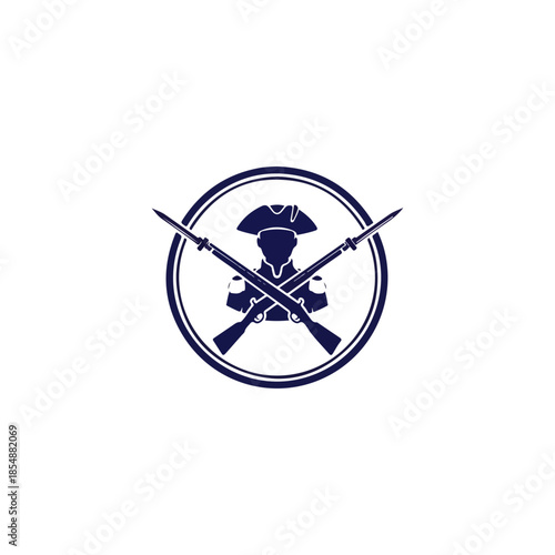 Military Emblem With Crossed Rifles And Helmet Icon.
