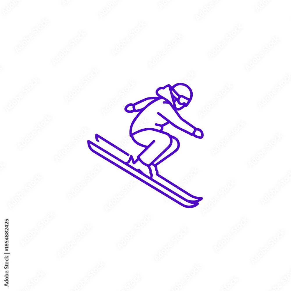 Obraz premium Skier in action on a snowy slope.