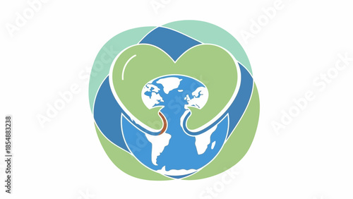 Stunning eco-friendly globe logo with heart and green earth