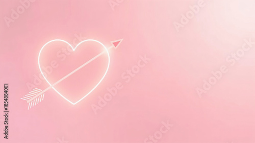 Minimal Glowing Heart and Arrow on Soft Background