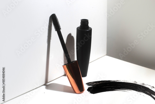 black mascara beauty cosmetic makeup fashion product mockup close-up view