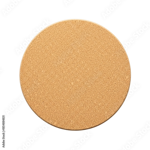 Round cork coaster on black background circle natural material