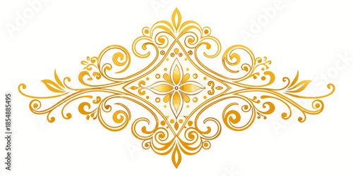 Golden ornate floral design, vector