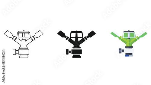 Three Robots Lineup in Simple Designs with Arms Extended
