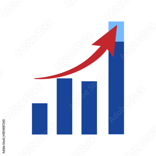 右肩上がりのグラフと上向き矢印で表現するビジネス成長イラストアイコン