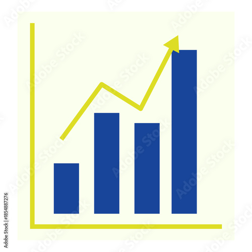 上昇する折れ線と棒グラフで表現するビジネス成長と業績向上のイラスト