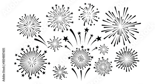 A captivating display of fireworks bursting in the night sky radiating light and celebration