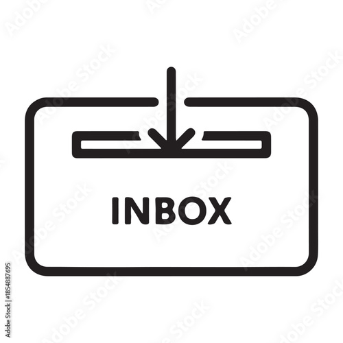 Inbox Icon with Down Arrow and Text for Communication