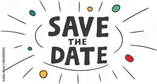 A vibrant vector illustration of celebration with fireworks, save, date, party, and excitement elements in a festive environment