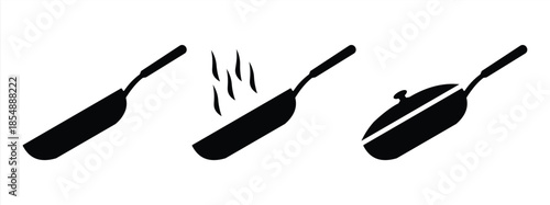 Kitchen pan vector icon set