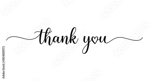 Elegant black calligraphy script displaying the phrase thank you on a plain white background