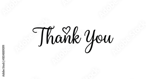 Elegant cursive lettering displays a heartfelt message of gratitude reading simply thank you with a heart