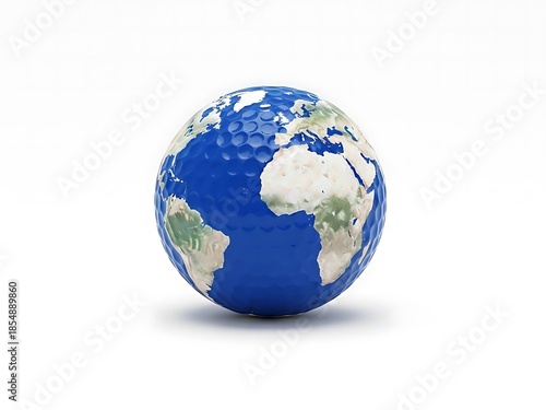 Golf ball shaped like the earth with africa and europe