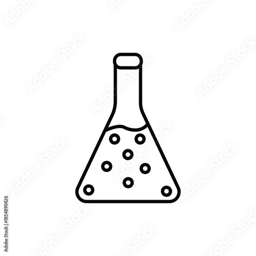 Chemistry flask line icon for science, laboratory, and research concepts. Minimal outline vector design for education, chemistry, medical apps, UI, websites, and science projects.
