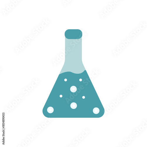 Chemistry flask flat icon for science, laboratory, and research concepts. Clean vector design for education, chemistry, medical apps, UI, websites, and modern science projects.