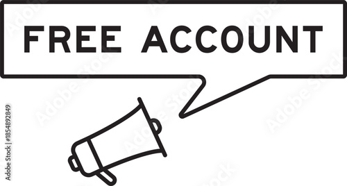 Megaphone icon with speech bubble in word free account on white background