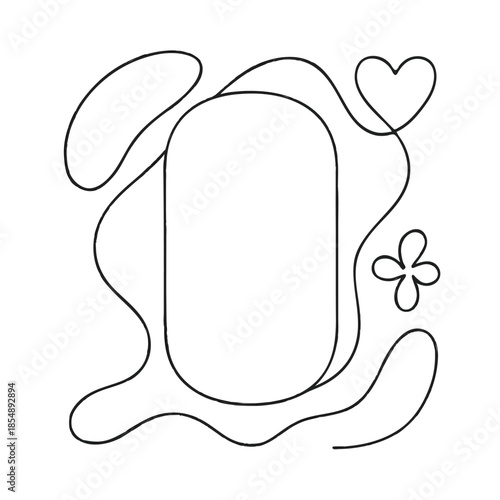 Print  Contemporary Abstract Wedding Frame – Curved Line Minimal Vector Border