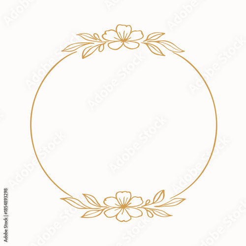 Print  Luxury Oval Wedding Frame – Elegant Floral Gold Outline Vector