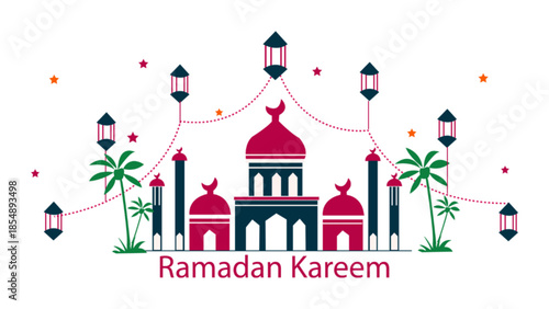 Ramadan Kareem mosque vector illustration 