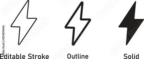 thunder bolt flash icon, flash lightning bolt icon - Electric power icon symbol - Power energy icon sign in filled, thin, line, outline and stroke style for apps and website