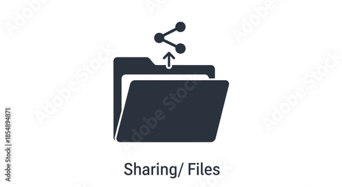 Iconic representation of sharing files or documents from a digital folder, symbolizing data transfer and collaboration.