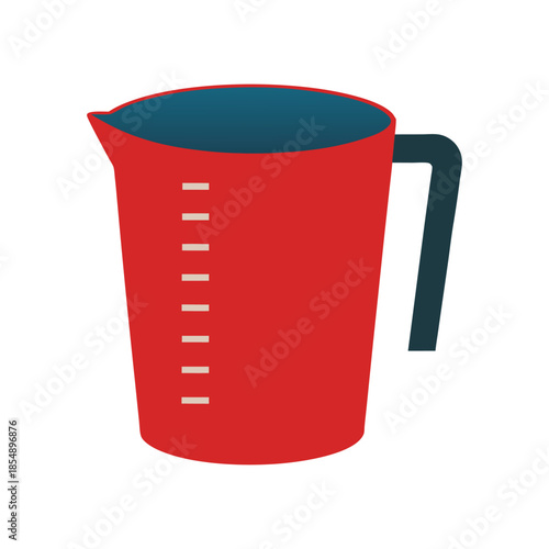 Measuring cup flat design kitchen utensil for accurate food portions on white background Vector illustration