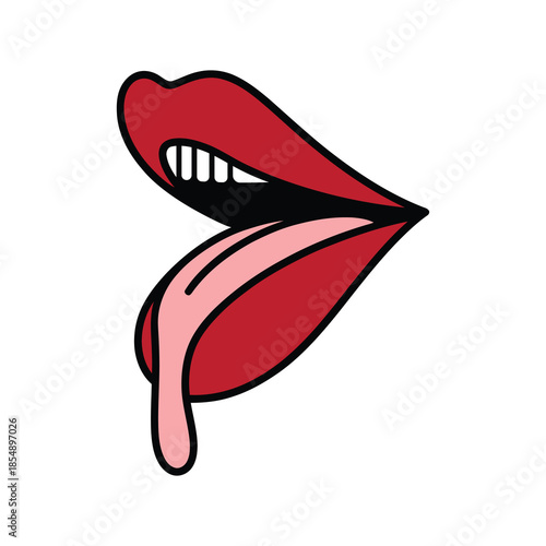 Open mouth with tongue out isolated on transparent background, isolated on white background, Vector, illustration