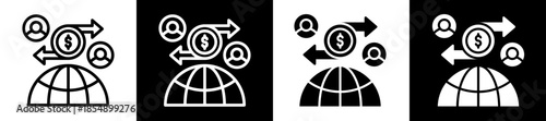 Trade Exchange Icon Set In Black And White Filled Style Collection 
