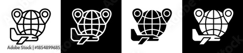 Global Distribution Icon Set In Black And White Filled Style Collection 