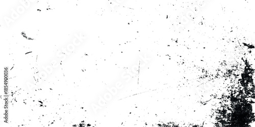 A heavily distressed and scratched white texture presents a worn abstract background with dark smudges