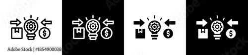 Trade Activity Icon Set In Black And White Filled Style Collection 