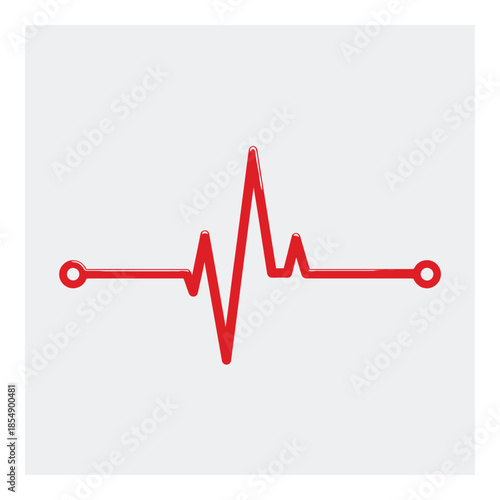 Red ecg heartbeat line graph on a plain gray background