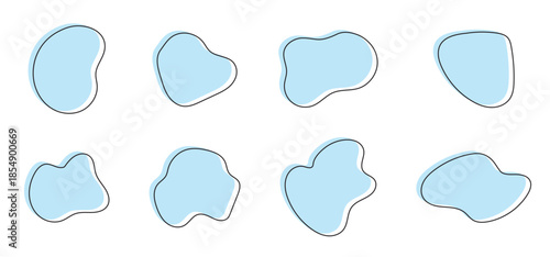 Random blob circles silhouette icon set. An arrangement of black organic shapes. Isolated on a white background.