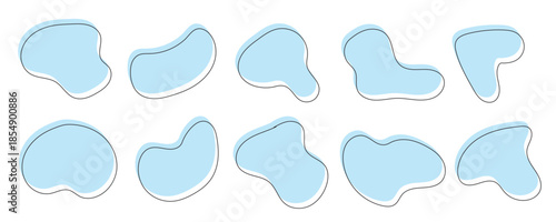 Organic black blobs of irregular shape. Abstract blotch, inkblot and pebble silhouettes, simple liquid amorphous elements. Organic blob shapes collection