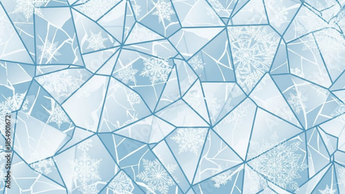 Abstract ice texture with snowflakes geometric pattern for winter design cold frosty background with frosty elements