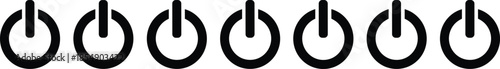 Power button icons set, on off symbol collection, electrical control signs, device startup icons, technology interface elements for digital design