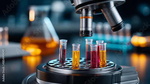 Wallpaper Mural Laboratory centrifuge with test tubes close-up, scientific research equipment, medical laboratory tools, clinical analysis, defocused background, with copy space Torontodigital.ca