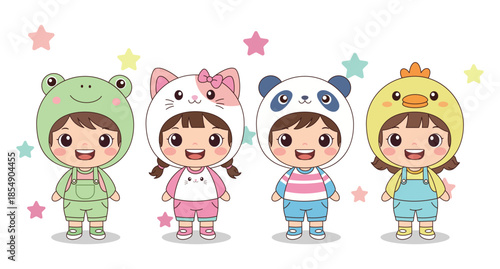 Happy Children in Cute Animal Costumes
