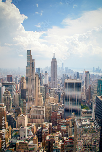 New York skyline panorama, Manhattan, with Empire State Building, view from the Top of the Rock