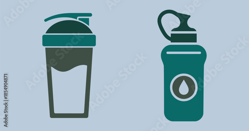 Two hydration containers isolated on transparent background, isolated on white background, Vector, illustration