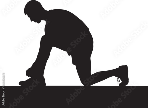 Man stretching before a run on a sunny day outdoors