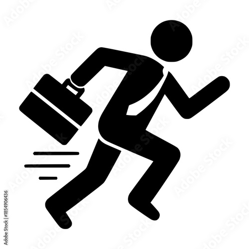 businessman running with briefcase, urgency and work concept