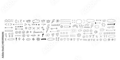 Hand Drawn Doodle Elements Arrows Stars Hearts and Speech Bubbles Keywords: doodle, hand drawn