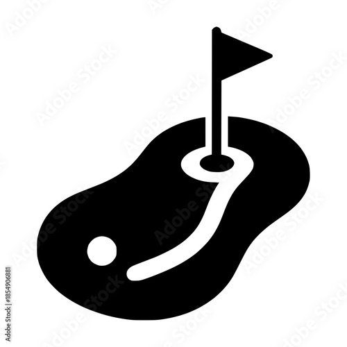 Golf Course Hole with Flag