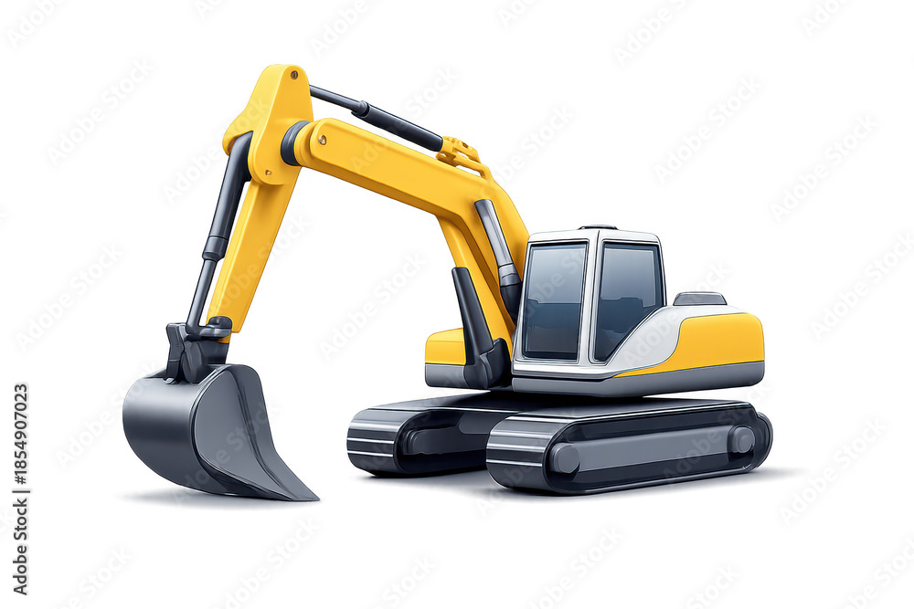 Fototapeta premium Yellow Excavator Illustration with a transparent background for design.