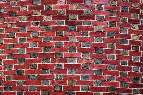 Rustic Brickwork Detail: Aged Red Bricks With Moss And Weathered Texture Shot