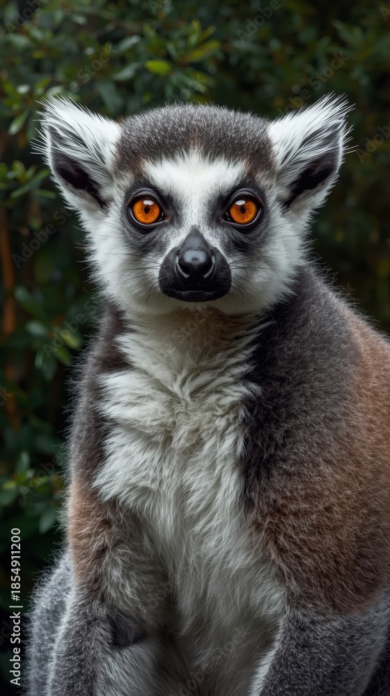 Fototapeta premium Curious ring-tailed lemur in forest