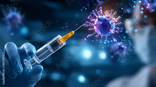 Wallpaper Mural Targeted therapy medical research poster, innovative pharmaceutical drug development visualization, antibody conjugate, precision oncology, scientific presentation, with copy space Torontodigital.ca